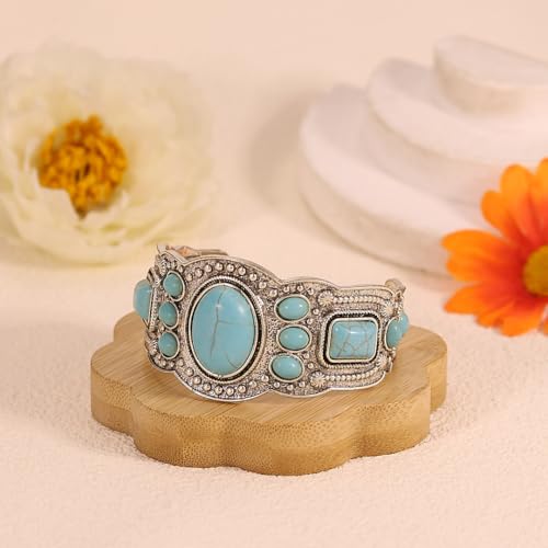 Western Bracelets for Women Vintage Chunky Turquoise Cuff Bracelet Turquoise Country Bracelets Adjustable Boho Cuff Bracelet Western Country Costume Jewelry Accessories - style: Style8