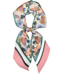kcctoo 59” Long Silk Like Head Scarf Women's Fashion Square Neck Satin Scarfs for Bag Hair Scarves Gift 59 * 5.9” - color: Q1 Pink Leaf 59" X 5.9"
