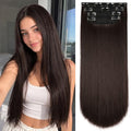 Brown Black Hair Extensions Straight Clip in Hair Extensions Clip ins - Soft and Thick (4pcs, 20Inch, 4#) - color: 4# - Brown Black