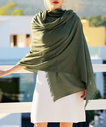 Harewom Lightweight Gauze Linen Feeling Shawl Wraps for Women Beach Summer Scarf for Evening Wedding Dresses - color: Shawl Wraps - Army Green