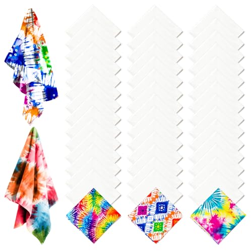 Cotton White Bandana, 22"x22" White Bandanas Bulk for Tie Dying, Handkerchiefs Headband Head Wrap Scarf - style: 72pcs