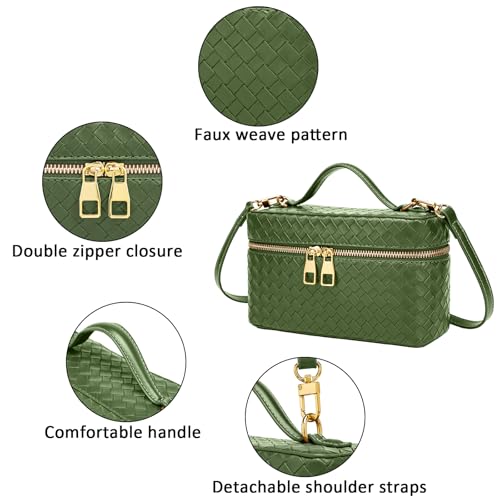 Trendy Shoulder Bags for Women Mini L19 Square Box Satchel Bag Cute PU Leather Crossbody Purse with Adjustable Strap - color: Green