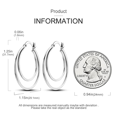 NARMO 925 Sterling Silver Hoop Earrings for Women Hypoallergenic Lightweight Simple Huggie Hoop Earrings Twisted Hoop Earrings Colorful Cubic Zirconia Hoop Earrings Rainbow Hoop Earrings - color: Double Hoop
