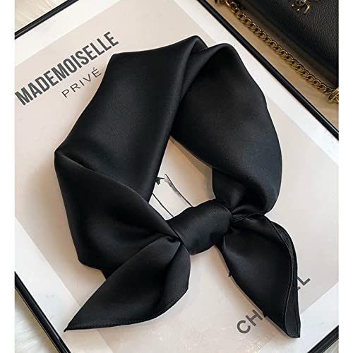 Ciormis 100% Mulberry Silk Scarf-Women's 21''/27''Square Silk Hair Head Scarf Neckerchief with Gift Packaged - color: 21''x 21''-style 04-black