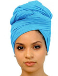 Harewom Head Wraps for Black Women Stretch Head Scarf Long African Hair Wraps Turban Headwraps Jersey Headbands - color: 1pcs -Deep Sky Blue