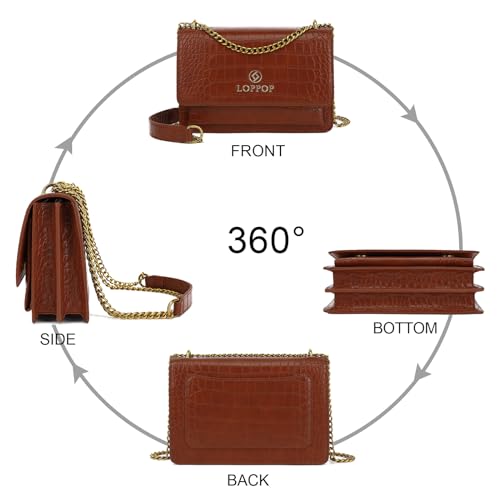 LL LOPPOP Women's Small Classy Crossbody Purse Top Handle Handbags Leather Satchel Bags for Women - color: C-brown(2052)