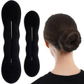 2 Pcs Hair Bun Maker for Women, Sponge Hair Bun Shaper, Non-Slip Bun Updo Curler, Hair Styling Accessories for Long Thin Straight Wavy Hair - color: Black