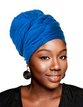 HOMELEX Head Wraps Turbans Stretch Jersey Knit Headwraps Wrap Turban Scarf Tie for Women - color: Bl