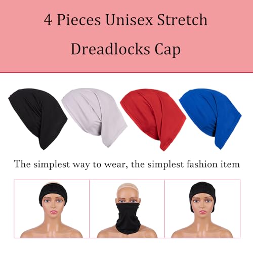 Leeven Sleep Shower Cap mens bonnet Long Hair Dread Loc Cap Long Braid Cap Elastic Dreadlock Tube for Men Woman - color: Black, Red, Gray, Royal Blue