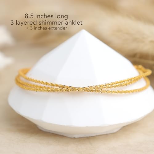Dainty Gold Shell Pearl Charm Ankle Bracelet for Women Trendy non-Tarnish Adjustable Anklet Summer Beach Fashion Jewelry Gift - color: Gold Layered