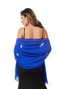 Shawls and Wraps for Evening Dresses Sheer Chiffon Women Elegant Soft Silky Sparkly Wedding Bridal Scarf - color: Royal Blue C