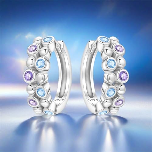 Earrings for Women 925 Sterling Silver Hoop Earring Colorful Cute Fashion Hoop Earrings Graduation Birthday Jewelry Gifts for Women - color: Bubble Earrings