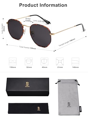 SOJOS Square Polarized Sunglasses for Women Men Small Hexagonal Polygon Shades SJ1072 - color: Multicolor