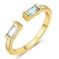 TOBENY Gold Birthstone Rings for Women 14K Gold Plated Adjustable Rings Non Tarnish Gold Stackable Rings Dainty Emerald Green Cubic Zirconia Ring for Mother Daughter Birthday Jewelry Gifts - color: Mar+Apr