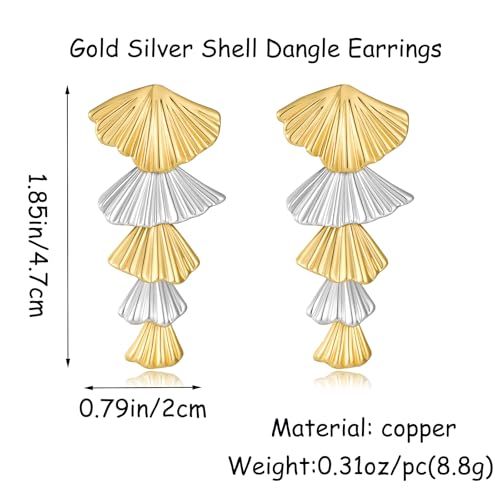 Gold/Silver Shell Dangle Earrings for Women Seashell Drop Dangle Earrings Ocean Beach Earrings Summer Jewelry - color: A