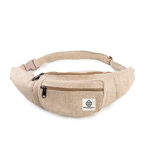 Freakmandu Eco-Friendly Boho Hippie Style Hemp Fanny Pack White Hip Waist Bag for Hiking Running Jogging (Nirvana) - color: Nirvana