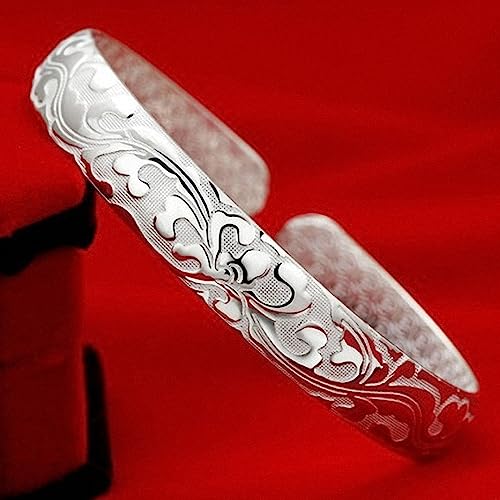 Sterling Silver Bangle Bracelets for Women,Fashion Jewelry Simple Adjustable 925 Silver Cuff Bangles for Women Mom Wife Valentine Mothers Day Gift - color: style-6