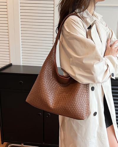 2026 Leather Tote Bag for Women Top-handle Shoulder Bag, Hobo Bags Large Capacity Soft Vegan Crossbody Handbag Underarm - color: Hobo Bag Brown