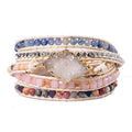 YGLINE Boho Handmade Wrap Leather Tube Crystal Stone Bracelet for Women - color: Druzy Stone