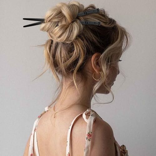20Pcs Vintage Wood Hair Sticks with Hole Bamboo Shape Hair Chopsticks Japanese Chinese Hairpin Decorative Retro Hair Forks Hanfu Pins Bun Holders for Long Hair Women - color: with hole