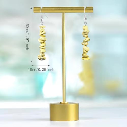 Handmade Bohemian Vintage Silver Nature Stone Beads Long Dangle Drop Earrings for Women - color: Light Yellow