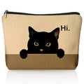 Black Cat Makeup Bag, Hi Cute Black Kitty Cosmetic Bags for Women, Cat Mom Lady Lover Gifts for Women, Pet Lovers Owners Gifts Zipper Makeup Pouch - color: 02-Cat(01)