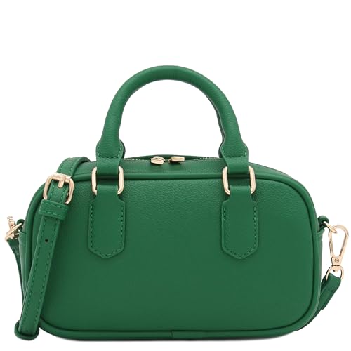 FashionPuzzle Mini PU Leather Satchel Purse Top Handle Crossbody Bag - color: Kelly Green
