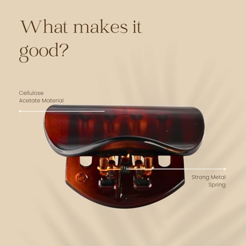 Parcelona France Onde Celluloid Tortoise Shell Side Slidein Secure Grip Hair Updo Hinge Duck Hair Claw - 2 3/4 Inch