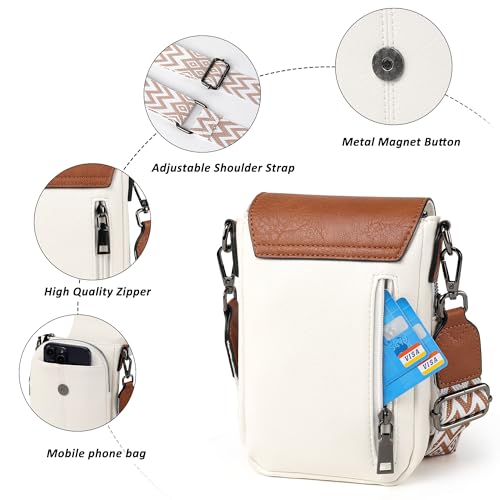 TANTOMI Small Crossbody Bags for Women Trendy, Cell Phone Purses Wallet with 4 Card Slots, Small Purses with Adjustable Strap - color: 00-white