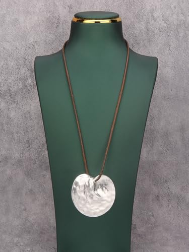 JAOYU Bohemian Necklaces for Women Leather Necklace Wood Pendant Choker Long Brown Necklace Chunky Circle Boho Hippie Jewelry - style: Bohemian Style Necklace