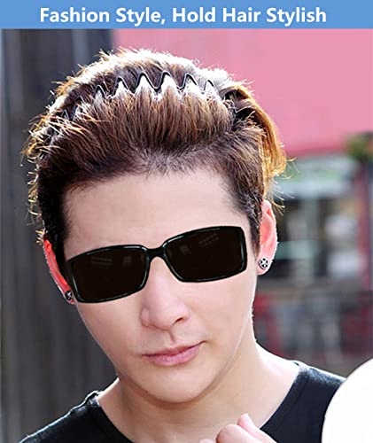 bodbop XINGZHE Metal Hair Band Men Headband Women's Fashion Hair Bands Elastic Stylish Sports Hairband Head Hoop with Non Slip Wavy Teeth, Black
