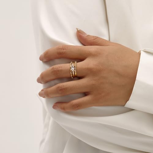 Otxas Dainty Rings for Womem Stackable Ring for Women Size 6-11 Wedding Rings - color: 3PCS, size: 7