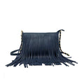 Solene Fringe Crossbody Shoulder Bag with Strap, Tassel Messenger bag, Country Style Western Fringe Purse for Women - color: Navy