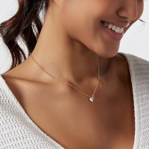 Luxval Diamond Pendant Gold Necklace for Women，Dainty 18k Gold Plated Choker Necklaces Simple Gold Jewelry Gifts for Women Girls - color: Gold-Heart