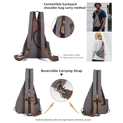 KL928 Canvas Sling Bag Small Crossbody Purse Casual Backpack for Men Women(Small Version, Dark Grey) - color: Medium-d.grey