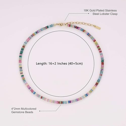 COAI Colorful Gemstone Necklace for Women, Vacation Jewelry Beaded Summer Necklace for Women - style: Beads Necklace