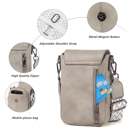 TANTOMI Small Crossbody Bags for Women Trendy, Cell Phone Purses Wallet with 4 Card Slots, Small Purses with Adjustable Strap - color: 01-grey
