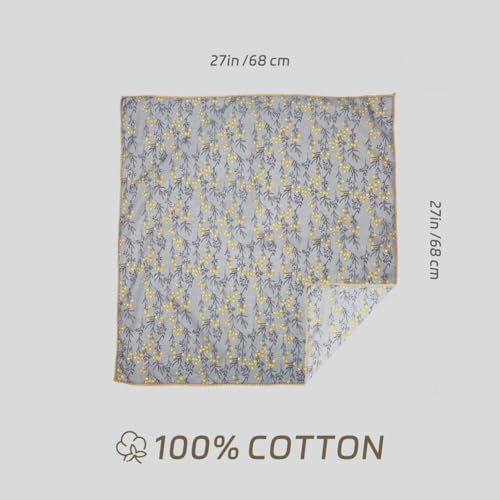 Cotton Bandana,Large Bandanas for Women,Head Coverings for Women,Head Scarf Handkerchief, Square Headband 27" x 27" - color: 27-18-daisy-grey