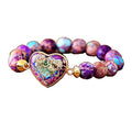 Women Wrap Bracelet Boho Natural Jasper Crystal Stone Beads Strand Bracelets - color: Imperial Jasper