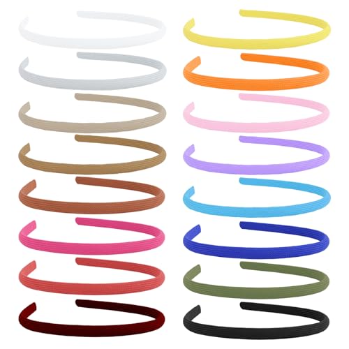 Wecoe Headbands for Women Girls 16pcs Skinny Fabric Headbands – Non-Slip Trendy Hair Accessories for Women & Girls