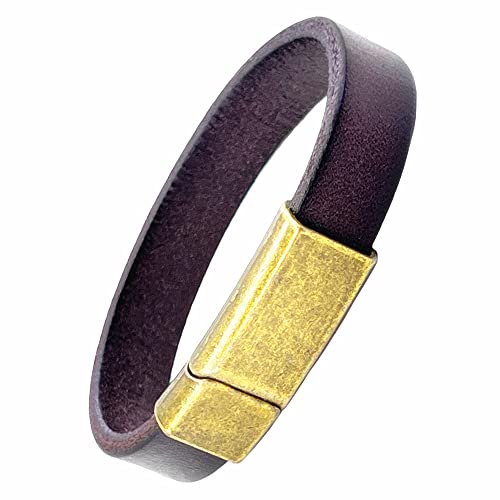 Mens Genuine Leather Bracelet - Handmade Adjustable Leather Cuff Bracelet punk Style leather wrap Wristband for Men - color: N-D