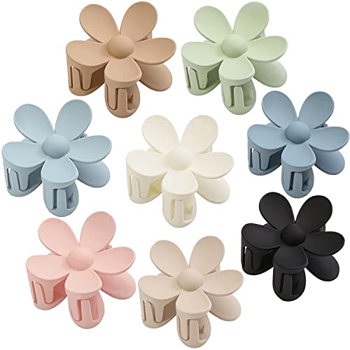 Flower Hair Clips 8PCS Hair Claw Clips For Women Thick Hair Matte Large Claw Clips Hair Jaw Clips Cute Big Dasiy Hair Clips Non Slip Strong Hold For Women Thin Hair, Hair Accessories For Women Girls Gifts 8 Colors - color: Pink, Blue, Light blue, Coffee,