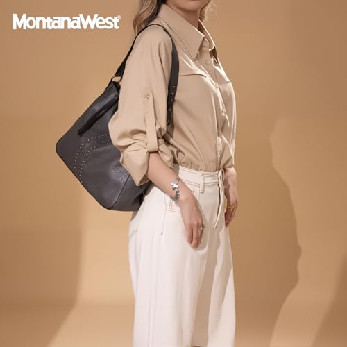 Montana West Hobo Bag for Women Crossbody Purse and Handbags Ladies Chic Shoulder Bags - color: Gray