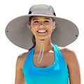 Leotruny Women Super Wide Brim Sun Hat UPF50+ Waterproof Bucket Hat for Fishing, Hiking, Camping - color: Light Grey