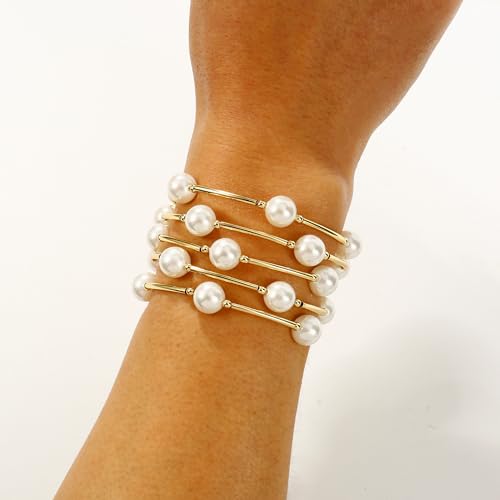Elegance 11 designs 10mm Crystal White Pearl Blessing Bracelet - style: style-5pcs