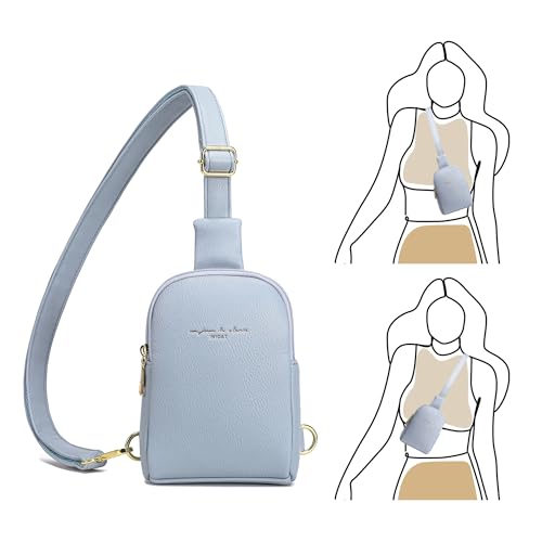 INICAT Women's Small Sling Bag, Lightweight Everyday Vegan Leather Crossbody Purse for Daily Essentials and Travel Light - color: Light Blue, size: Small