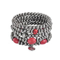 Coiris 5 Pcs Navajo Pearls Bracelet for Women Turquoise Boho Vintage Montana Western Bracelets Native American Jewelry - style: Red
