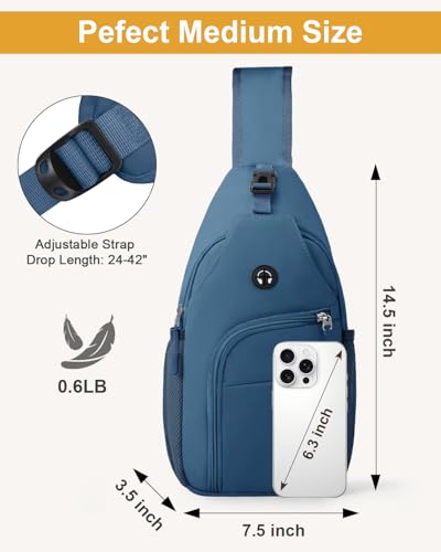 Pritent Crossbody Bags for Women Man Waterproof Sling Bag Backpack Trendy Casual Cross Body Bag with Convertible Shoulder Strap Chest Bag for Camping Hiking Travel Essentials (Teal blue, Medium) - color: Teal Blue, size: Medium