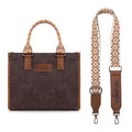 Montana West Wrangler Tote Bag for Women Aztec Western Retro Purse Top Handle Handbags - color: A-aztec-coffee and Angel White