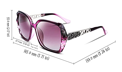 FEISEDY Polarized Women Square Sunglasses Sparkling Composite Shiny Frame B2289 - color: 5 Dark Rose
